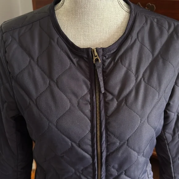 H&M L.O.G.G. Diamond Quilted Navy Jacket Size 8 - Picture 3 of 13